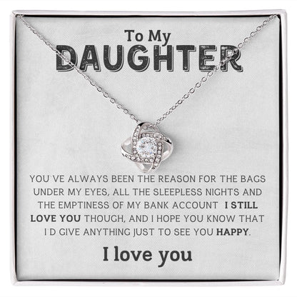 Para mi hija, solo para verte, collar con nudo de amor feliz 