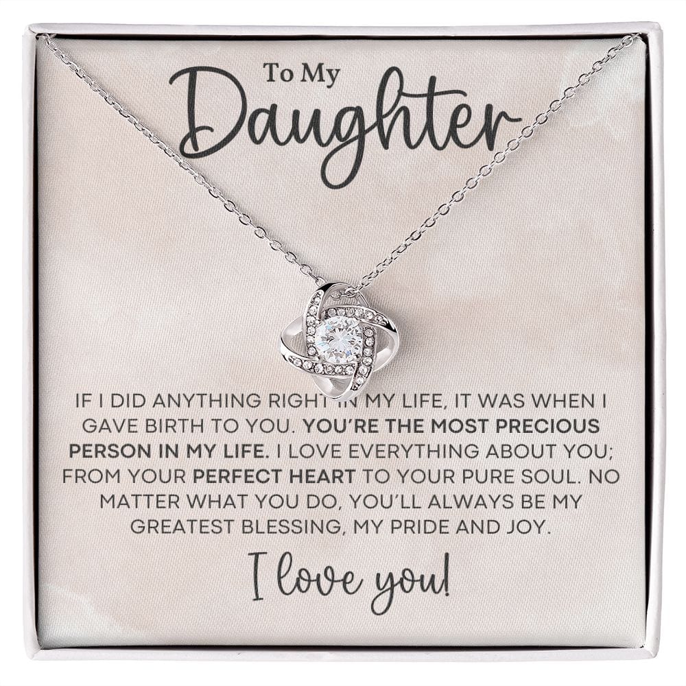 Mi hija- La persona más preciada-Collar con nudo de amor 