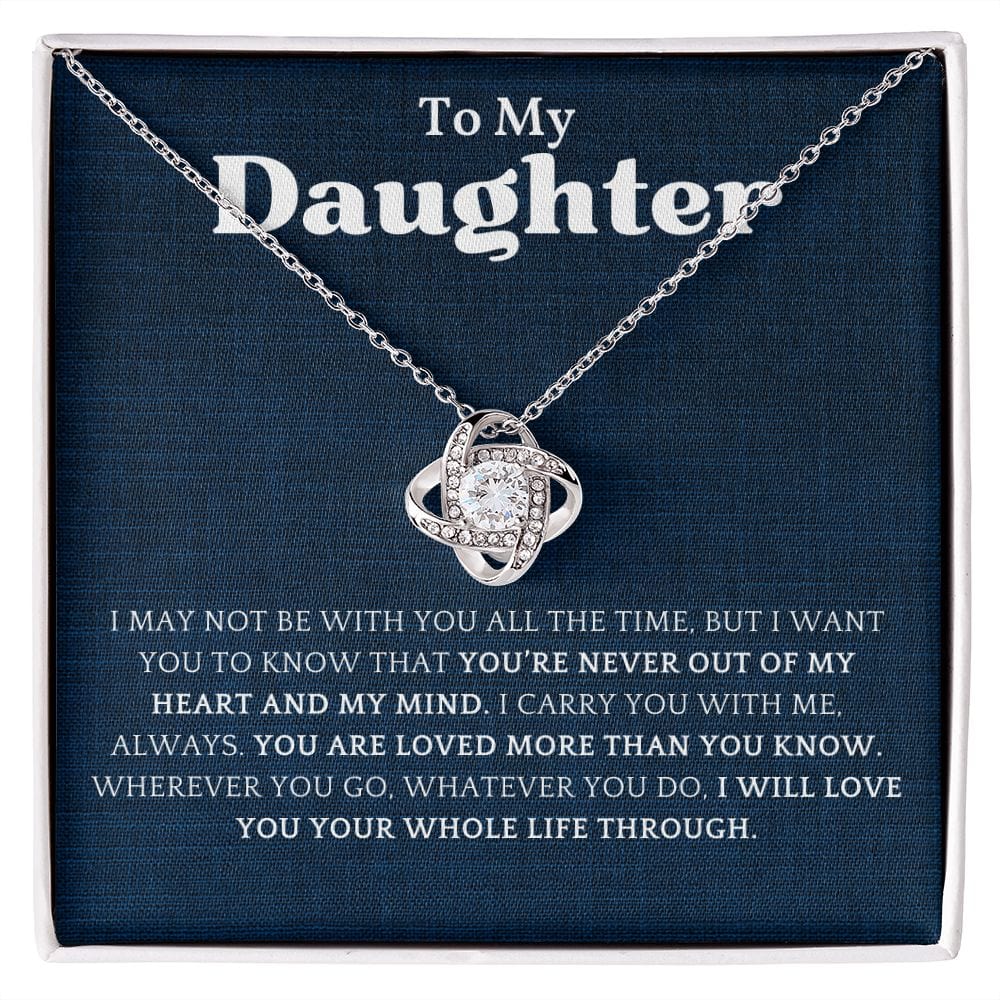 Para mi hija, nunca fuera de mi corazón, collar con nudo de amor 