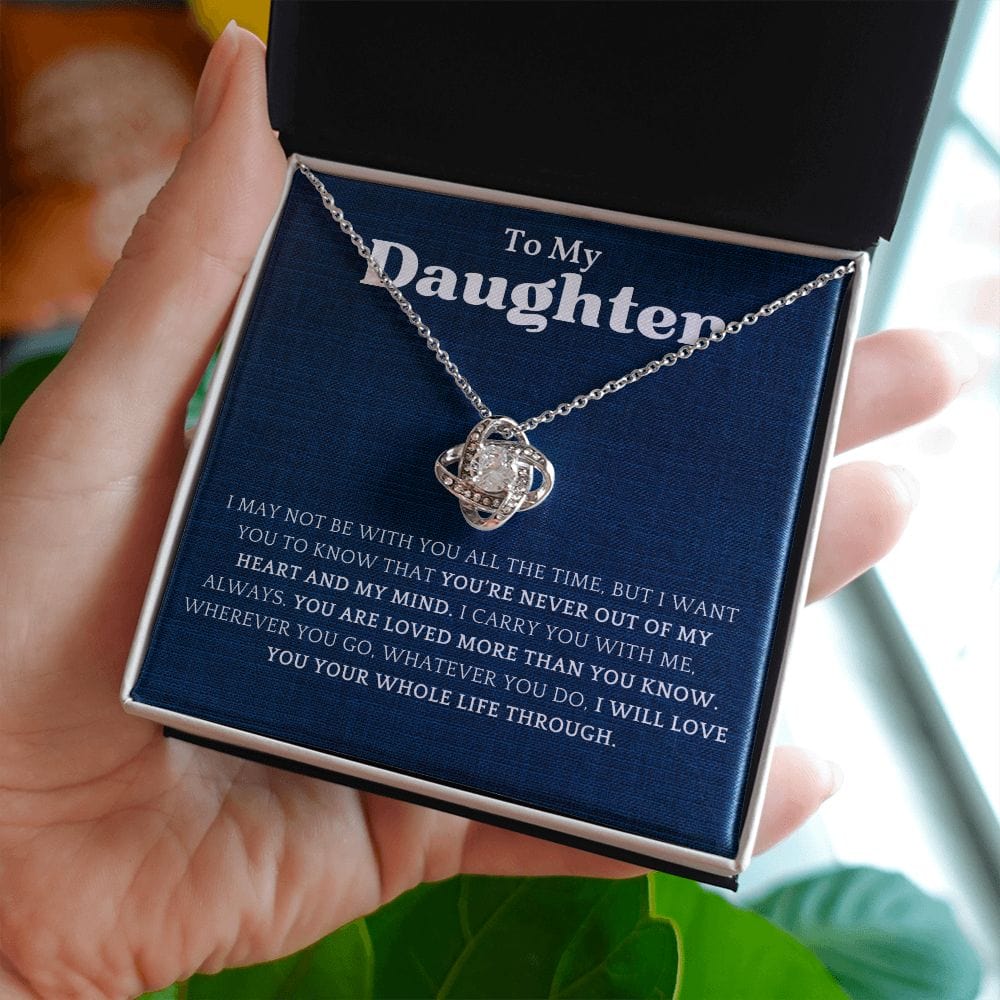Para mi hija, nunca fuera de mi corazón, collar con nudo de amor 