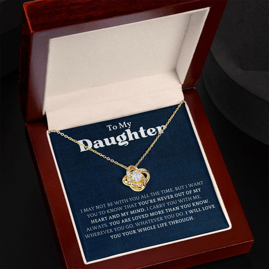 Para mi hija, nunca fuera de mi corazón, collar con nudo de amor 