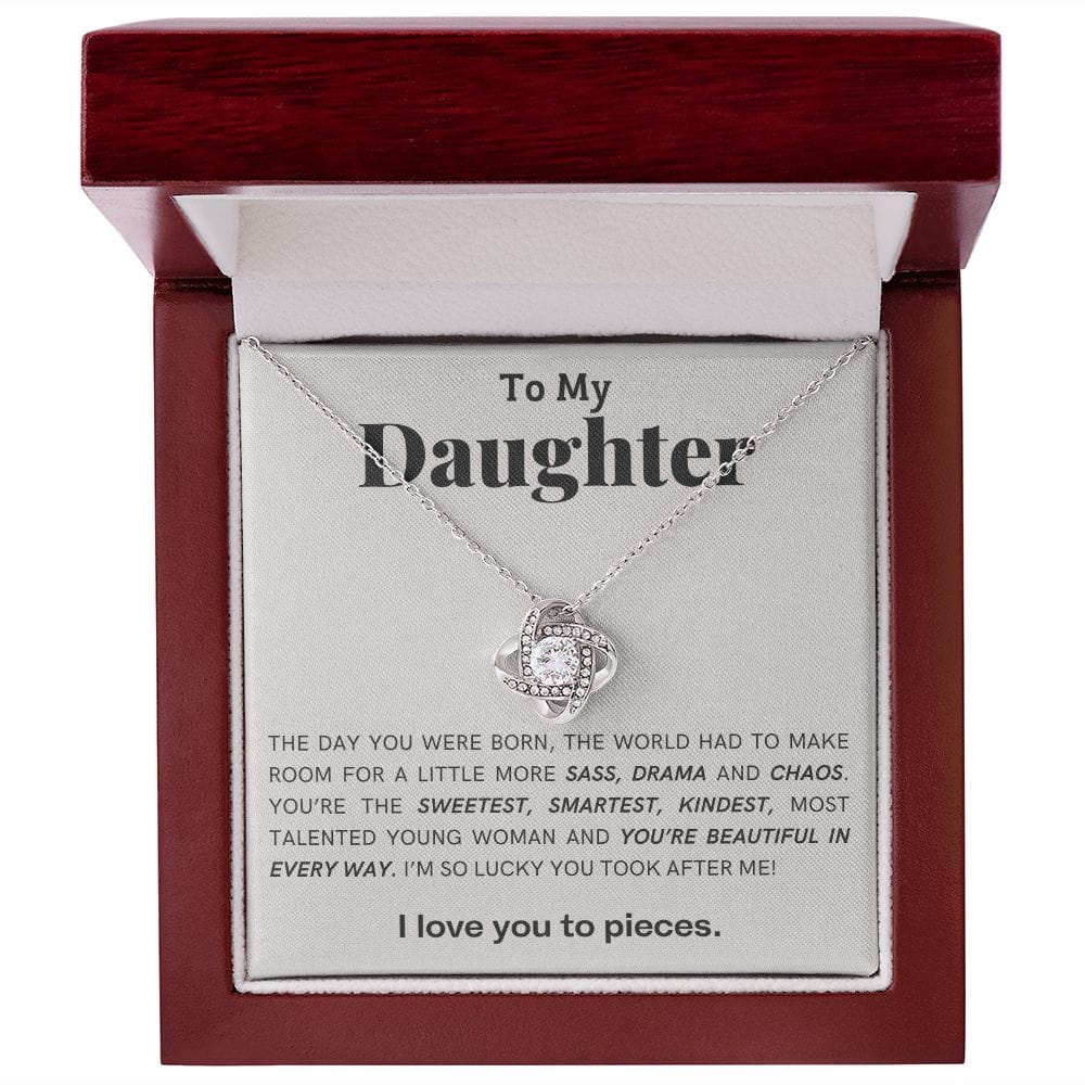 Para mi hija- Te amo en pedazos- Collar de nudo de amor 