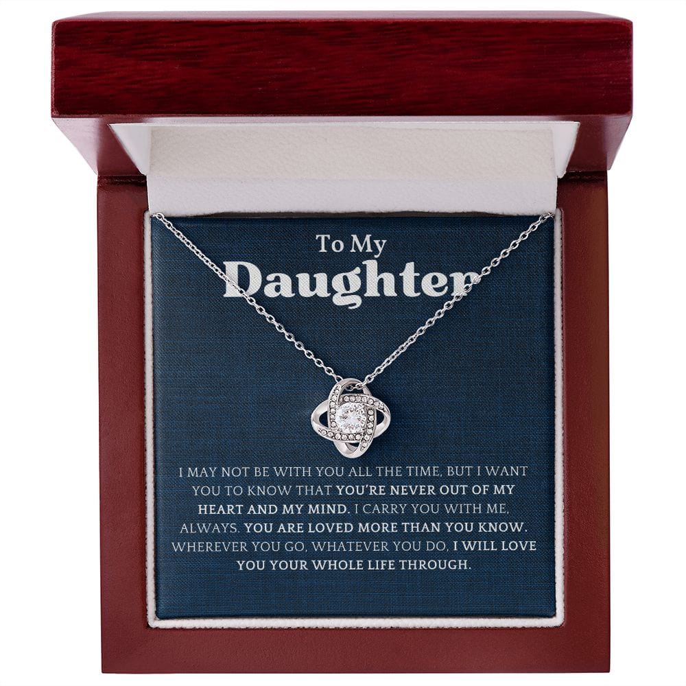 Para mi hija, nunca fuera de mi corazón, collar con nudo de amor 