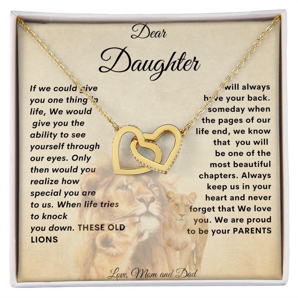 Querida hija* Collar de corazones entrelazados*Mamá y papá 