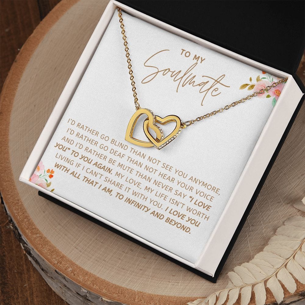Alma gemela- Te amo con todo lo que soy- Collar de corazones entrelazados