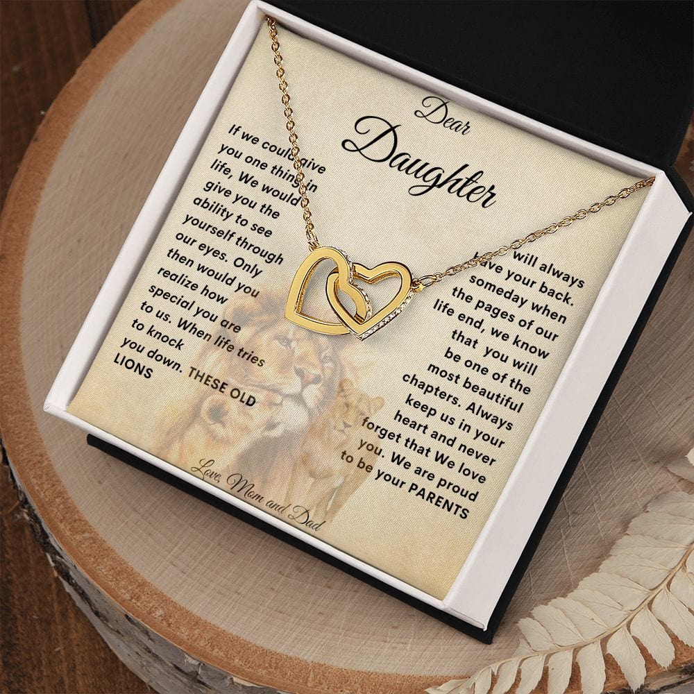 Querida hija* Collar de corazones entrelazados*Mamá y papá 