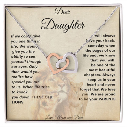 Querida hija* Collar de corazones entrelazados*Mamá y papá 