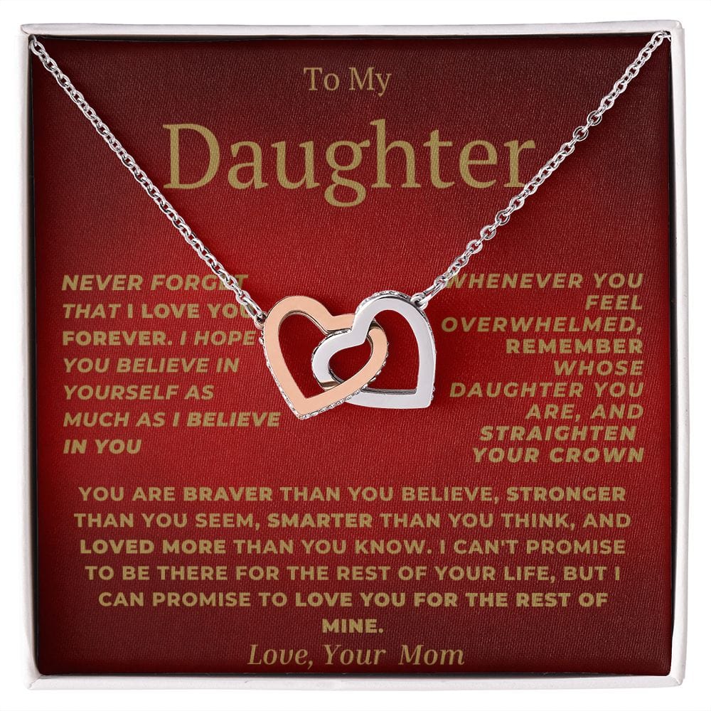 Interlocking Hearts-Daughter Love Forever Red Mom