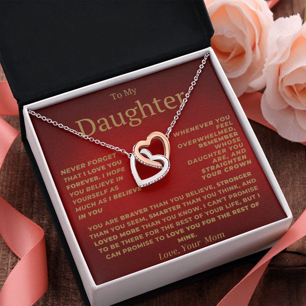 Interlocking Hearts-Daughter Love Forever Red Mom