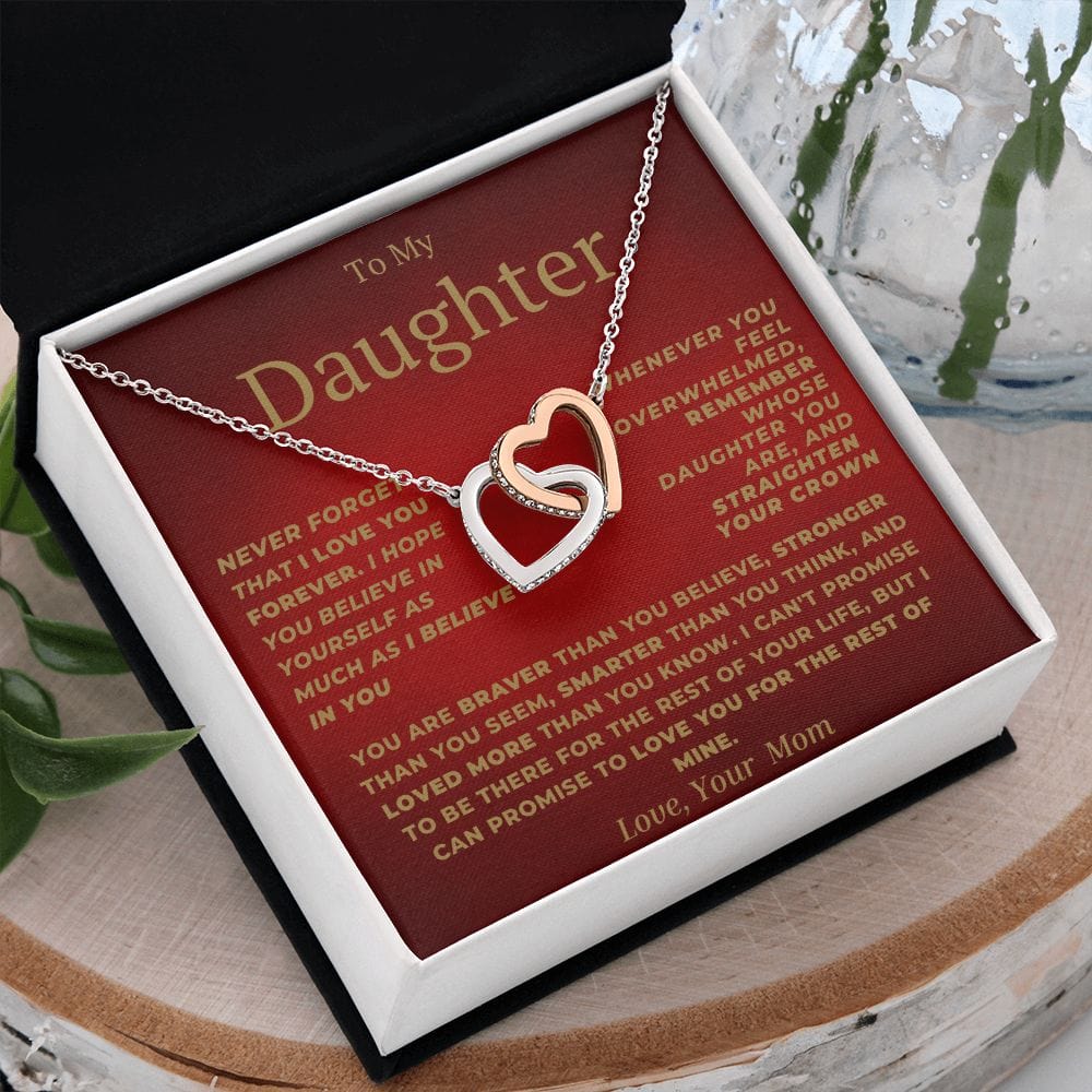 Interlocking Hearts-Daughter Love Forever Red Mom