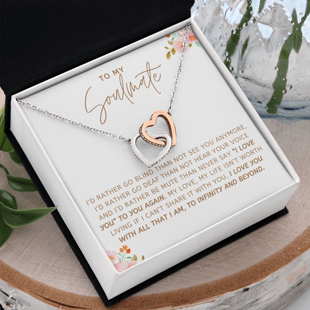 Alma gemela- Te amo con todo lo que soy- Collar de corazones entrelazados