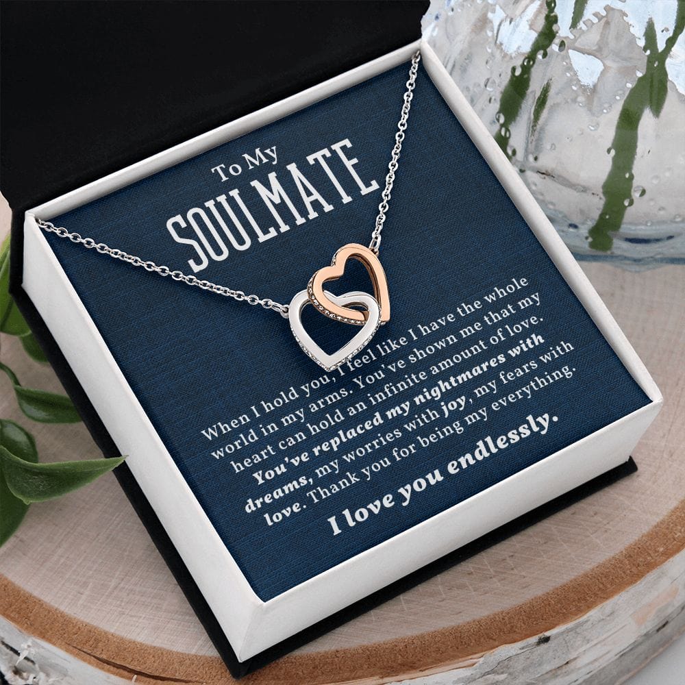 Alma gemela te amo infinitamente- Collar de corazones entrelazados