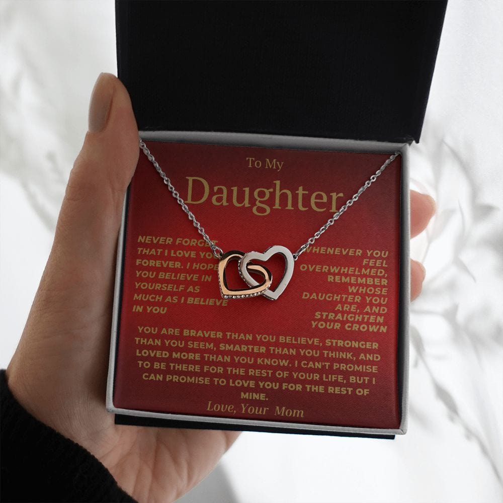 Interlocking Hearts-Daughter Love Forever Red Mom