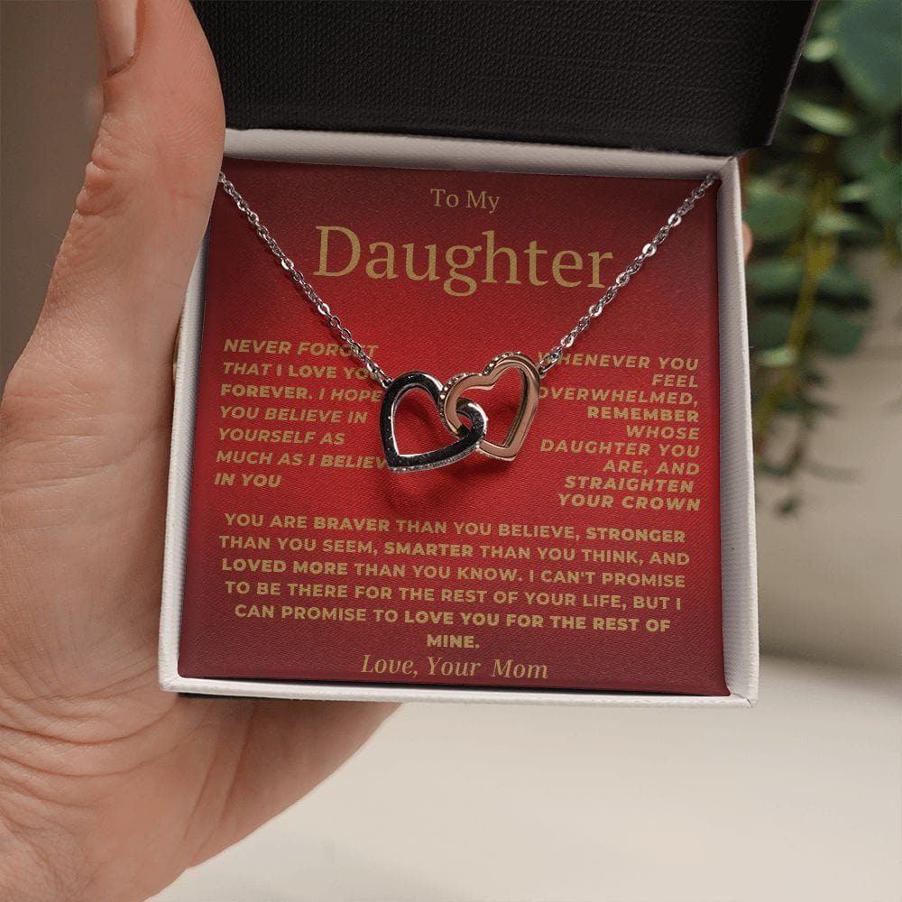 Interlocking Hearts-Daughter Love Forever Red Mom