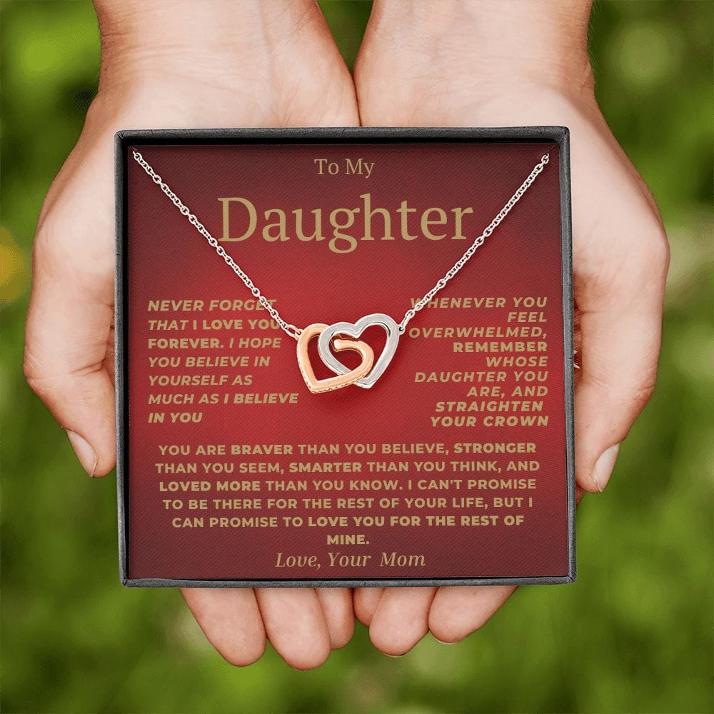 Interlocking Hearts-Daughter Love Forever Red Mom