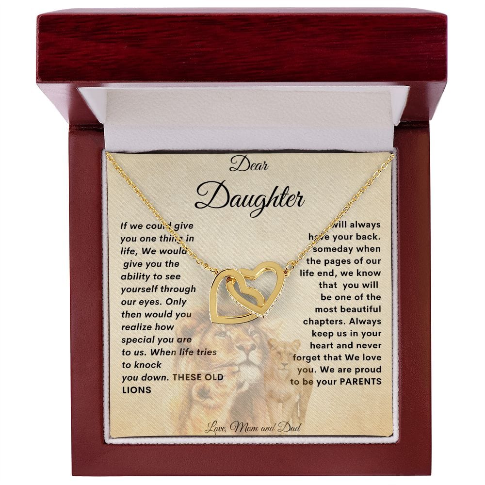 Querida hija* Collar de corazones entrelazados*Mamá y papá 