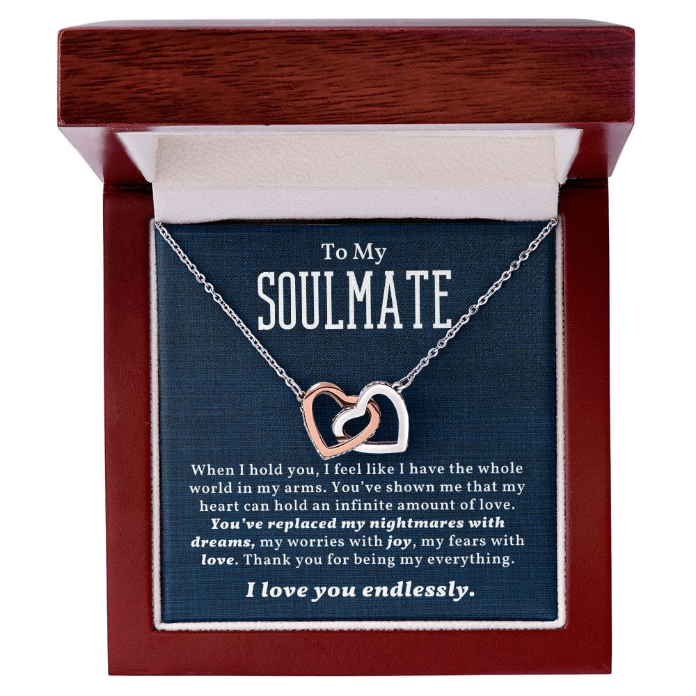 Alma gemela te amo infinitamente- Collar de corazones entrelazados