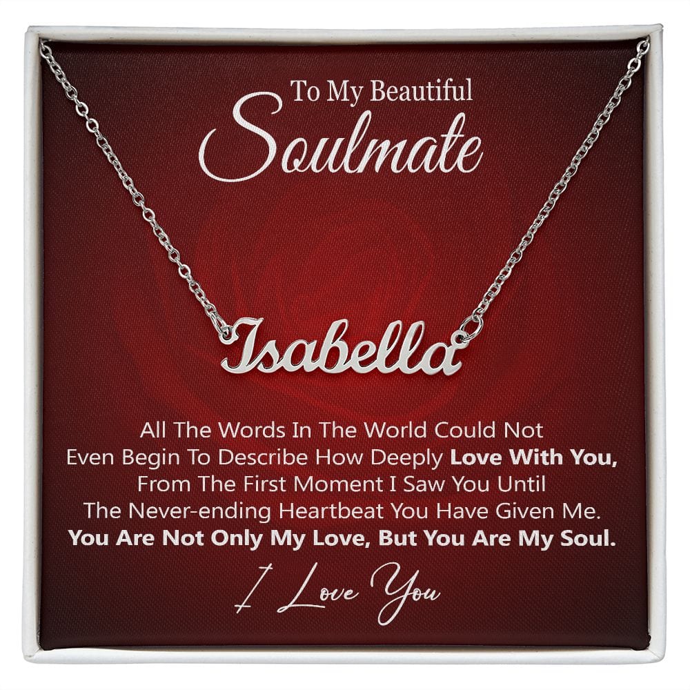 Collar con nombre personalizado con tarjeta: hermosa alma gemela