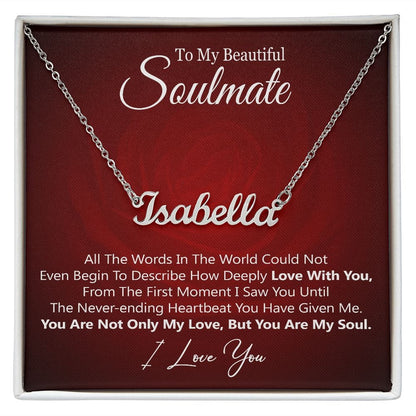 Collar con nombre personalizado con tarjeta: hermosa alma gemela