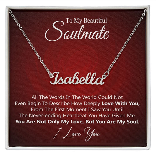 Collar con nombre personalizado con tarjeta: hermosa alma gemela