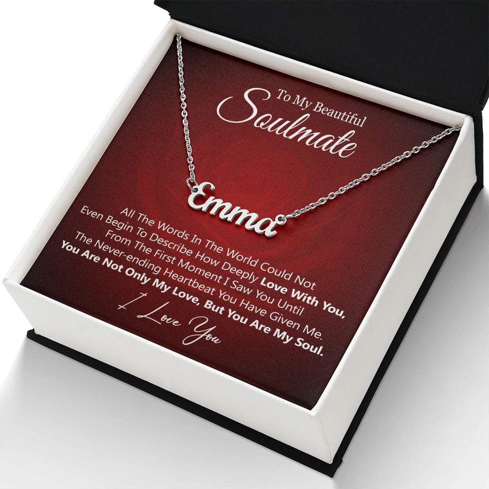 Collar con nombre personalizado con tarjeta: hermosa alma gemela