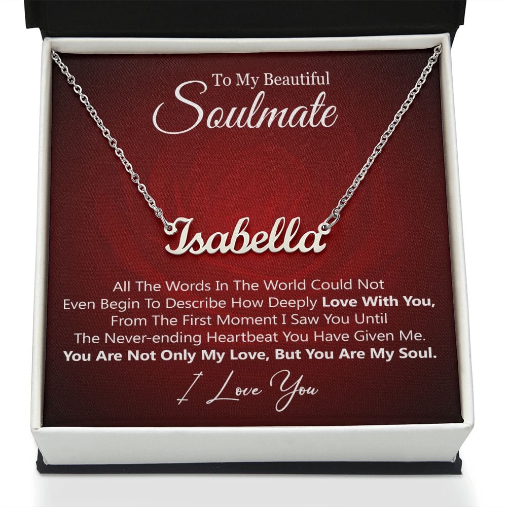 Collar con nombre personalizado con tarjeta: hermosa alma gemela