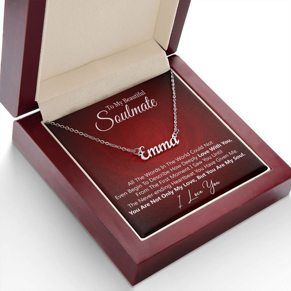Collar con nombre personalizado con tarjeta: hermosa alma gemela