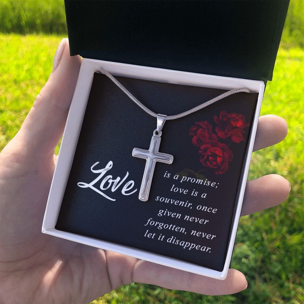 El amor es una promesa: collar cruzado de acero inoxidable con cadena de serpiente