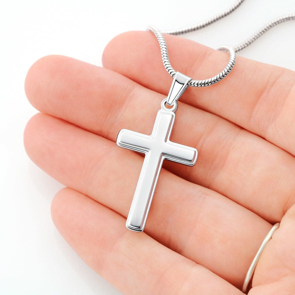 Acepta lo que es, deja ir lo que era: collar cruzado de acero inoxidable con cadena de serpiente