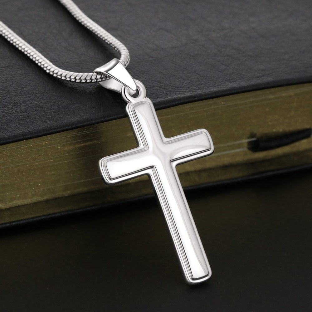 El amor es una promesa: collar cruzado de acero inoxidable con cadena de serpiente
