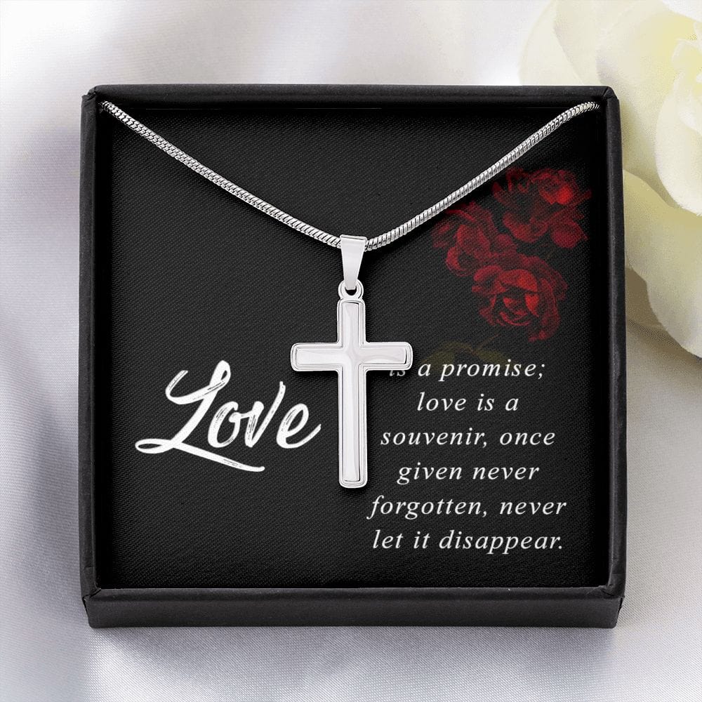 El amor es una promesa: collar cruzado de acero inoxidable con cadena de serpiente