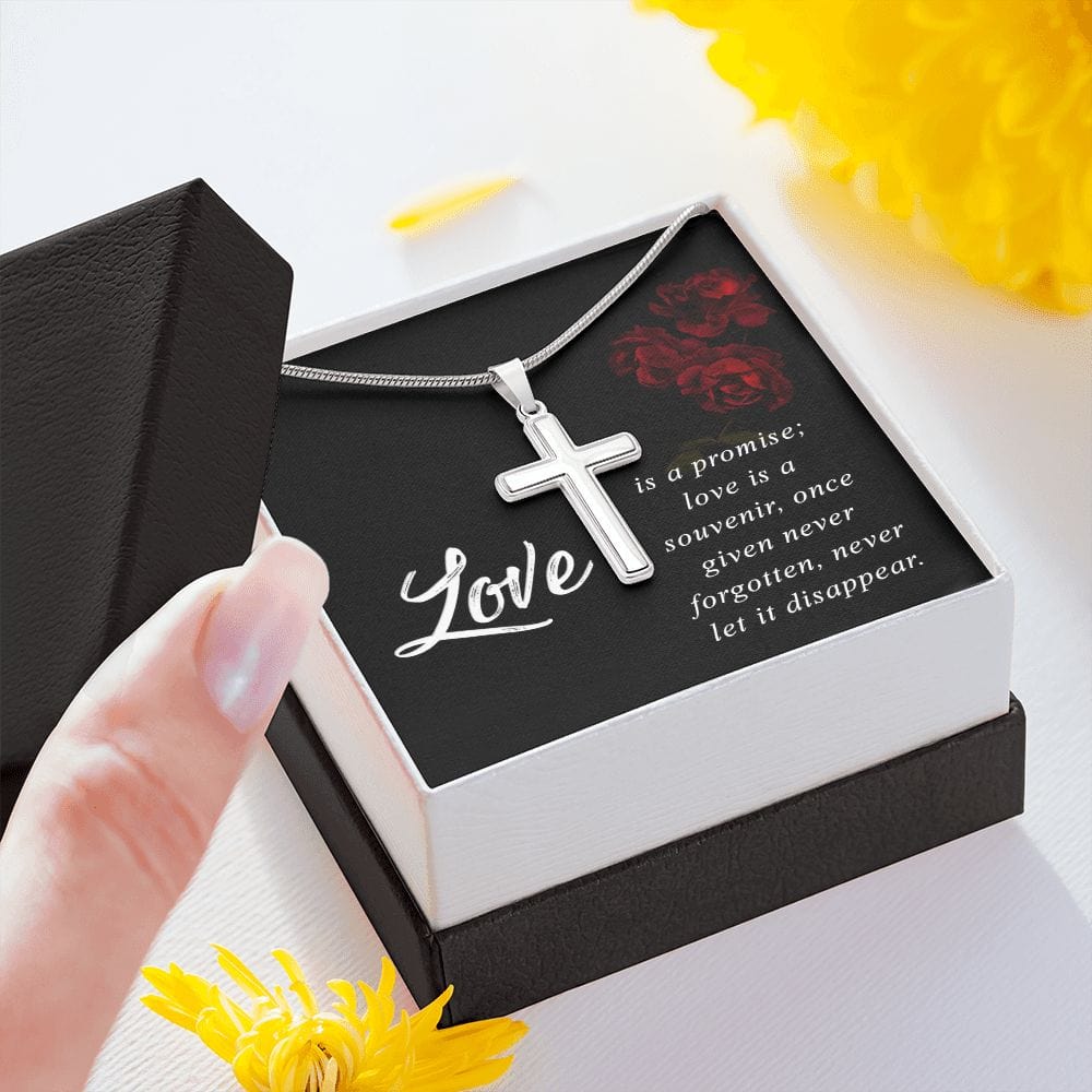 El amor es una promesa: collar cruzado de acero inoxidable con cadena de serpiente