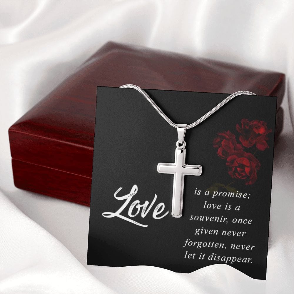 El amor es una promesa: collar cruzado de acero inoxidable con cadena de serpiente