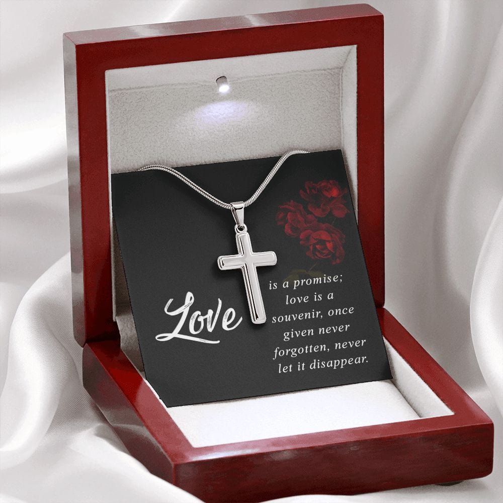 El amor es una promesa: collar cruzado de acero inoxidable con cadena de serpiente