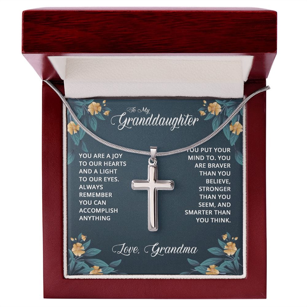 Para mi nieta---Eres una alegría-Collar cruzado de acero inoxidable con cadena de serpiente